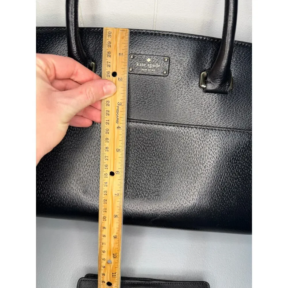 Kate Spade Lana Grove Satchel Purse Handbag Wallet Set Black Genuine Leather